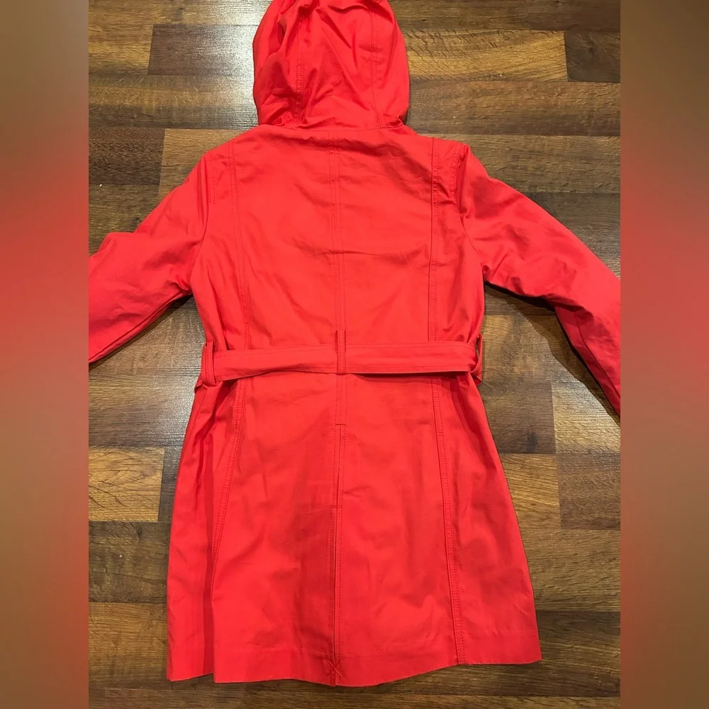 Gap Red Trench Coat Women’s Size Small Hooded 100% Cotton